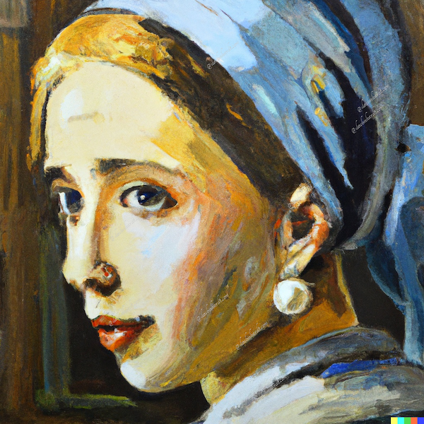 DALL-E on: An oil painting of the girl with a pearl earring